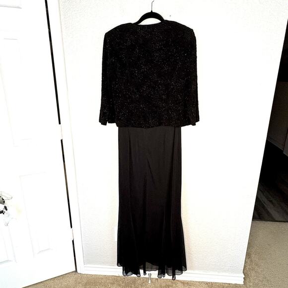 ALEX EVENINGS Gown And Jacket Shimmer Chiffon 2 PC SET Black Size 12 - Picture 3 of 10